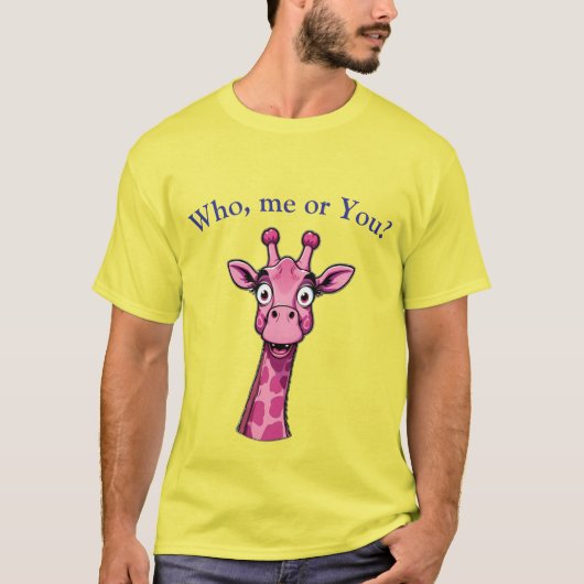 Überraschte Rosa Giraffe T-Shirt (Vorderseite)