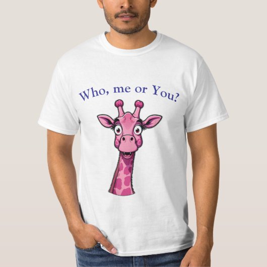 Überraschte rosa Giraffe T-Shirt (Vorderseite)