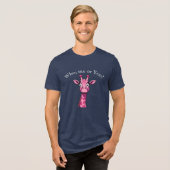 Überraschte rosa Giraffe Tri-Blend Shirt (Vorderseite voll)