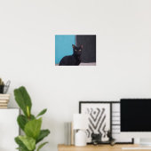 Überraschte schwarze Katze Poster (Heimbüro)