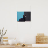 Überraschte schwarze Katze Poster (Küche)