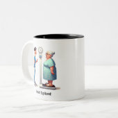 Überraschte Senior vs Evil Scale Zweifarbige Tasse (Vorderseite Links)