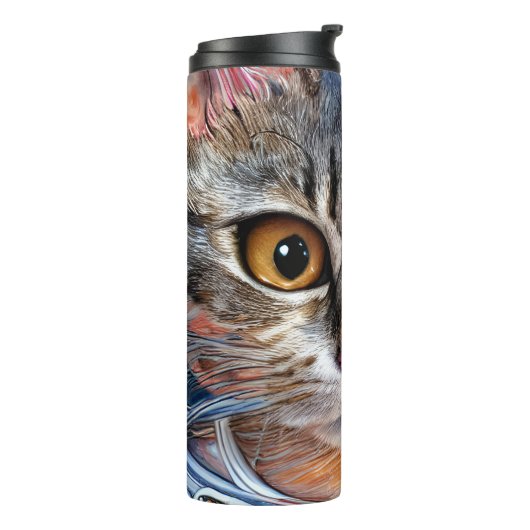 Überraschte Weltraumkatze Thermosbecher (Nach links gedreht)