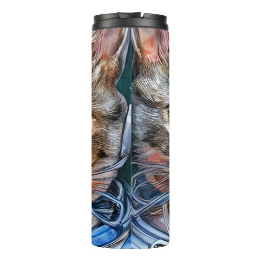 Überraschte Weltraumkatze Thermosbecher (Rückseite)