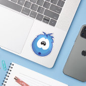 Überraschter blauer Nieser Aufkleber (Laptop mit iPhone)