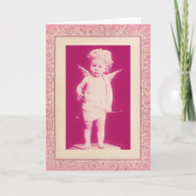 Überraschter Cherub Rosa Vintage Valentinstagskart