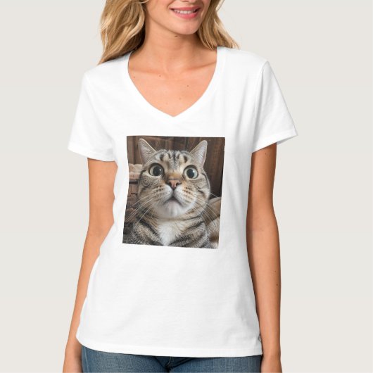 Überraschter Katzengesicht, Katzenfoto T-Shirt (Vorderseite)