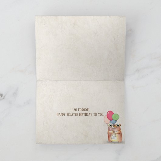 Überraschter kleiner Junge zum verspäteten Geburts Karte (Innenseite)