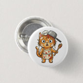 Überraschter Kochkatze Kochen Button (Vorne & Hinten)