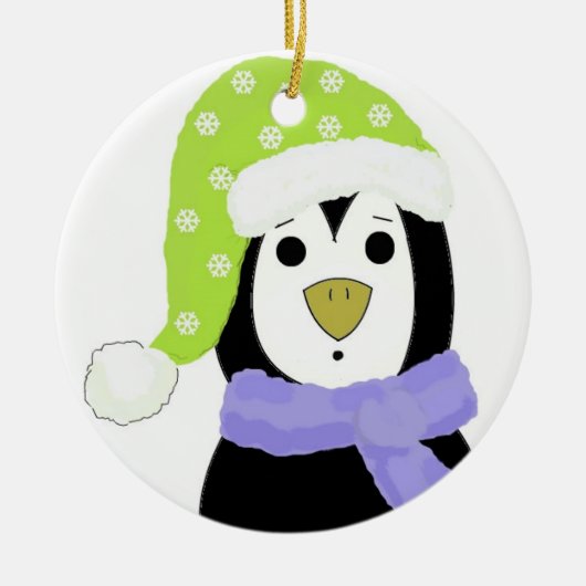 Überraschter Pinguin Keramik Ornament (Vorne)