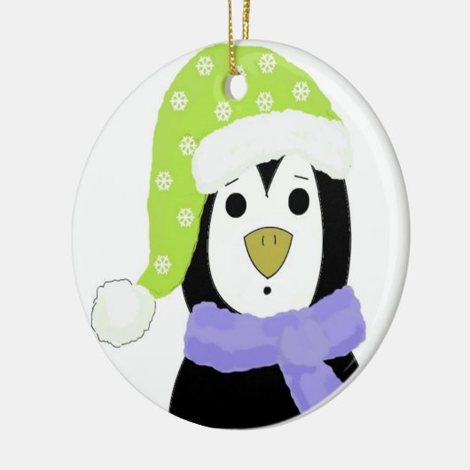 Überraschter Pinguin Keramik Ornament (Links)
