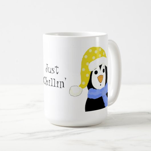 Überraschter Pinguin - Nur Chillin' Kaffeetasse (VorderseiteRechts)