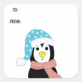 Überraschter Pinguin Quadratischer Aufkleber