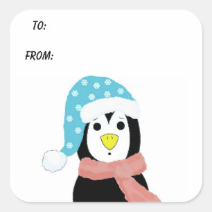 Überraschter Pinguin Quadratischer Aufkleber