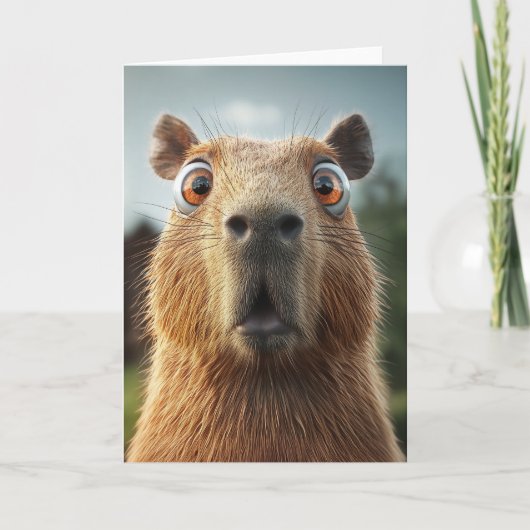 Überraschtes Capybara-Nah-Up Karte (Vorderseite)