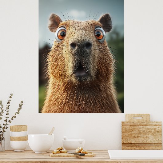 Überraschtes Capybara-Nah-Up Poster (Küche)