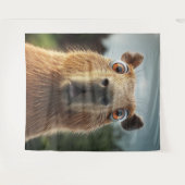 Überraschtes Capybara-Nah-Up Wandteppich (Vorderseite (Horizontal))