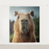 Überraschtes Capybara-Nah-Up Wandteppich (Vorderseite)