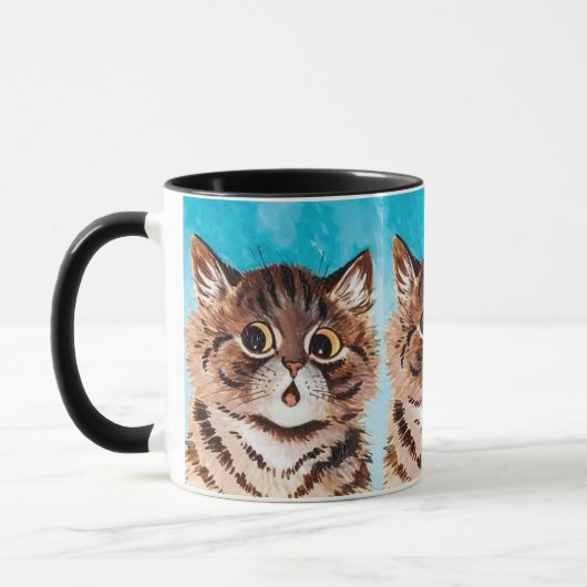 Überraschtes Cat x3 Gemälde von Louis Wain Tasse (Links)