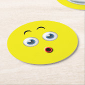Überraschtes Emoji Runder Pappuntersetzer (Angewinkelt)