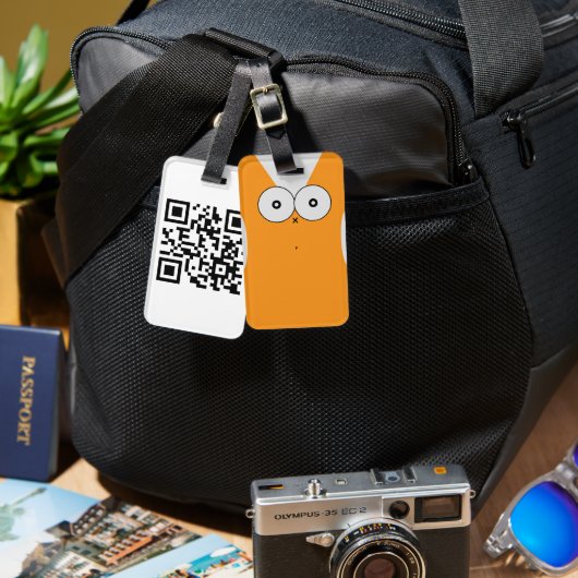 Überraschtes Katzen-Gepäckanhänger QR-Code Gepäckanhänger (Vorderseite & Rückseite)