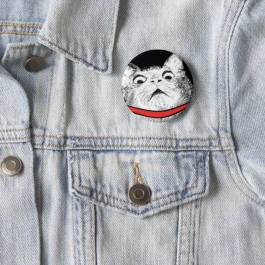 Überraschtes Katzen-Keuchen Meme - Pinback Knopf Button (Beispiel)