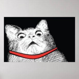 Überraschtes Katzen-Keuchen Meme - Plakat