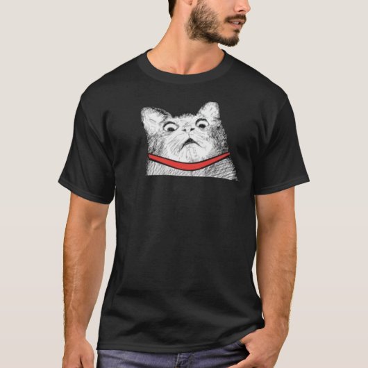Überraschtes Katzen-Keuchen Meme - schwarzer T - T-Shirt (Vorderseite)