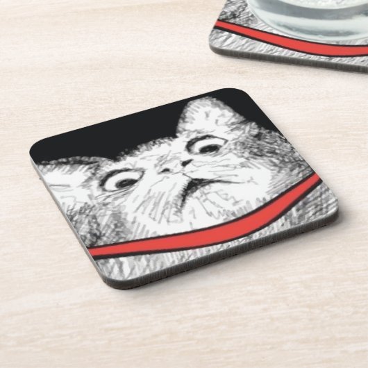 Überraschtes Katzen-Keuchen Meme - Set von 6 Getränkeuntersetzer (Linke Seite)