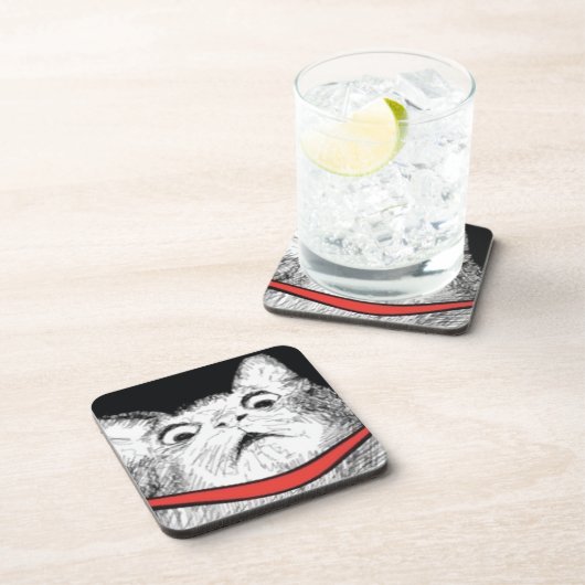 Überraschtes Katzen-Keuchen Meme - Set von 6 Getränkeuntersetzer (Rechte Seite)