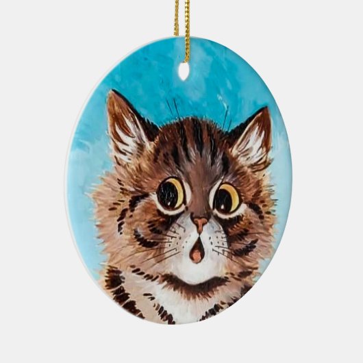 Überraschtes Kitty ・ Kunst von Louis Wain ・ Orname Keramik Ornament (Rechts)