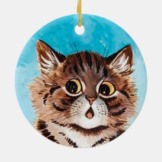 Überraschtes Kitty ・ Kunst von Louis Wain ・ Orname Keramik Ornament (Hinten)
