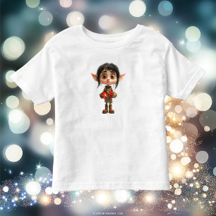 Überraschtes Weihnachtself-T-Shirt der Mädchen Kleinkind T-shirt