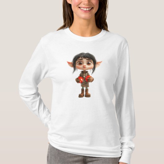 Überraschtes Weihnachtself-T-Shirt für Mädchen T-Shirt (Vorderseite)