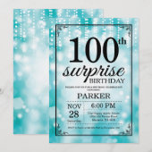 Überraschung 100. Geburtstag Einladung Aquamariner (Vorne/Hinten)