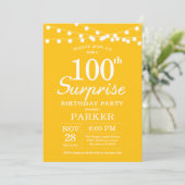Überraschung 100. Geburtstag Einladung Gelb (Stehend Vorderseite)