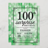 Überraschung 100. Geburtstag Einladung Grünen Glit (Vorne/Hinten)