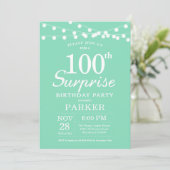 Überraschung 100. Geburtstag Einladung Mint Green (Stehend Vorderseite)