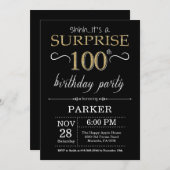 Überraschung 100. Geburtstag Einladung Schwarz und (Vorne/Hinten)
