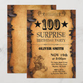 Überraschung 100. Western Geburtstag Einladung (Vorne/Hinten)