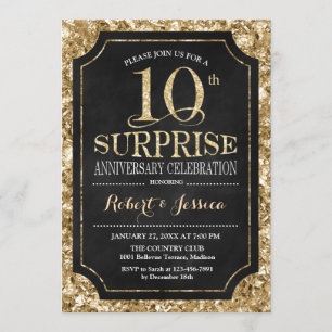 Überraschung 10. Hochzeitstag - Schwarzes Gold Einladung