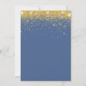 Überraschung 13. Geburtstag Blau und Gold Glitzer Einladung (Rückseite)
