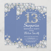 Überraschung 13. Geburtstag Blue Silver Diamond Einladung (Vorne/Hinten)