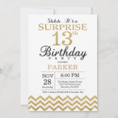 Überraschung 13. Geburtstag Einladung Gold Glitzer (Vorderseite)