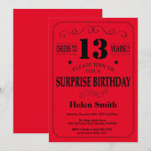 Überraschung 13. Geburtstag Einladung Schwarz und  (Vorne/Hinten)