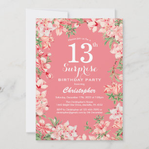 Überraschung 13. Geburtstag Pink Boho Botanische F Einladung