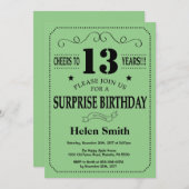 Überraschung 13. Geburtstag Schwarz und Grün Einladung (Vorne/Hinten)