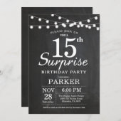 Überraschung 15. Geburtstag Einladung Chalkboard (Vorne/Hinten)