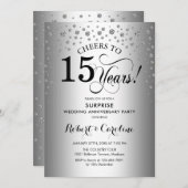 Überraschung 15-jähriges Party - Silver Black Einladung (Vorne/Hinten)