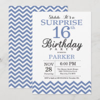 Überraschung 16. Geburtstag Blau Zickzack